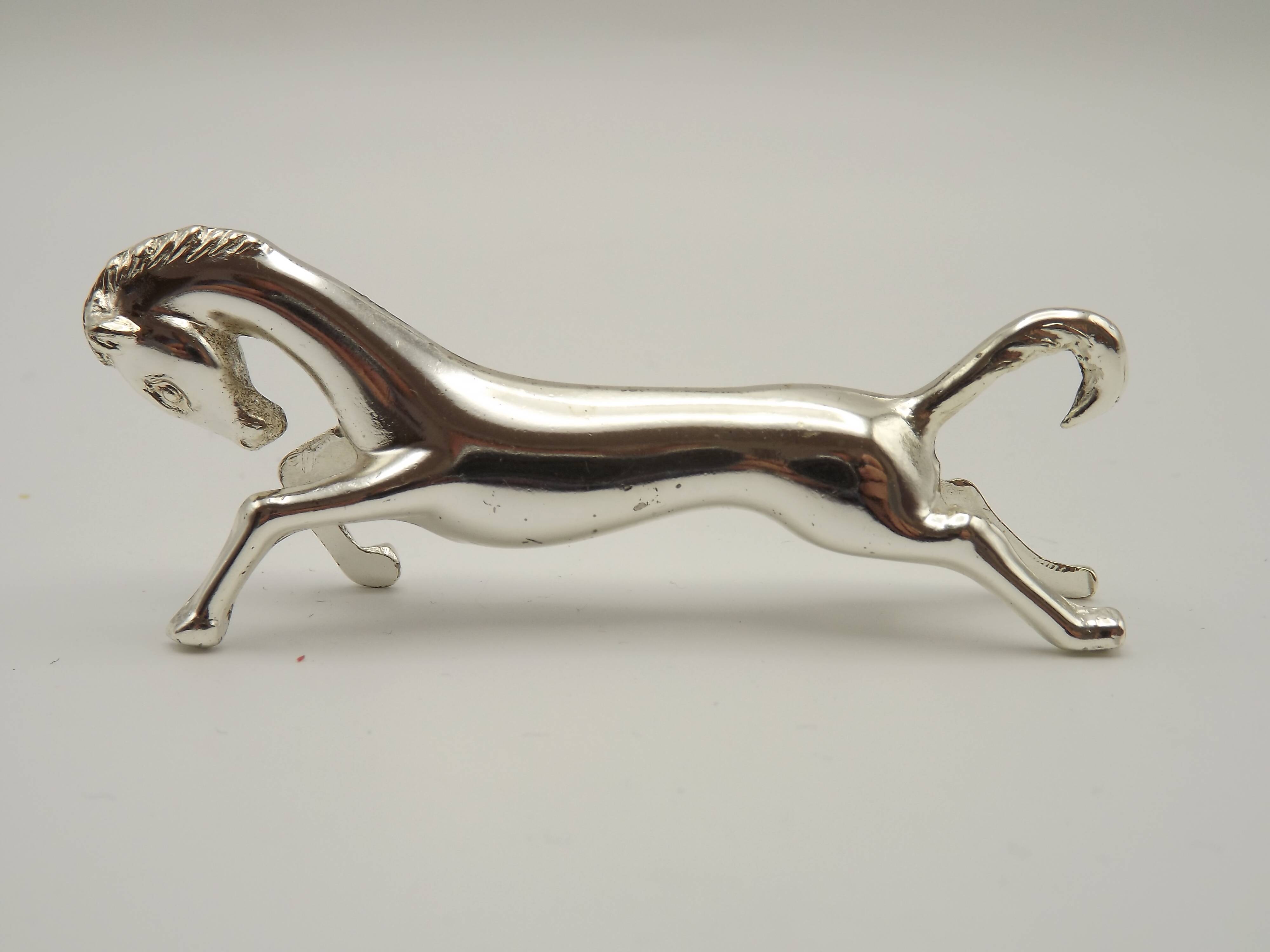Set of Six French Vintage Silver Metal Stylized Horse Shaped Cutlery Rests 4775