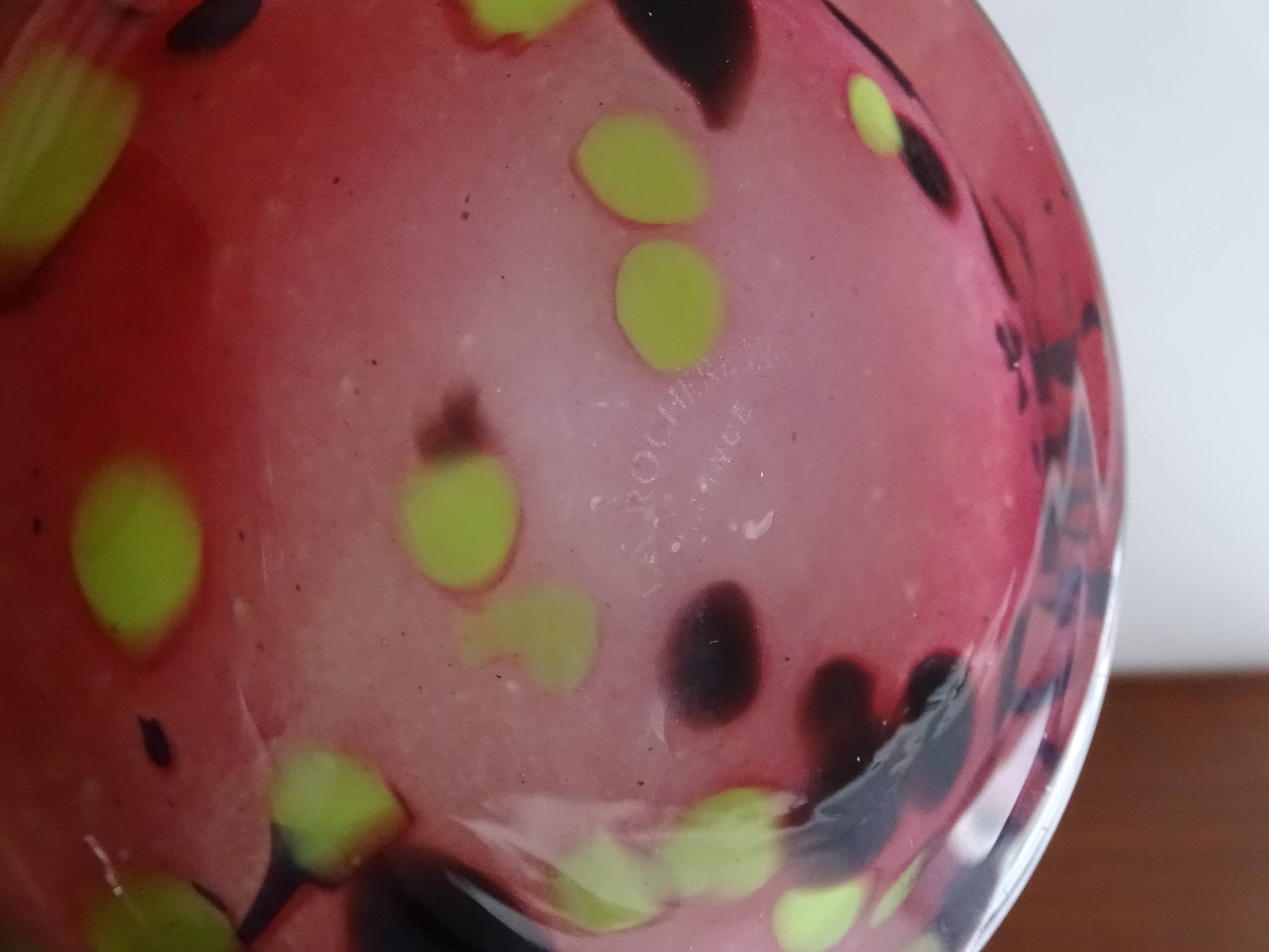 La rochere glassware vase in pink and multi-colored multi-layered glass signed