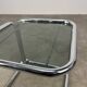 70s pedestal table, chrome and smoked glass side table