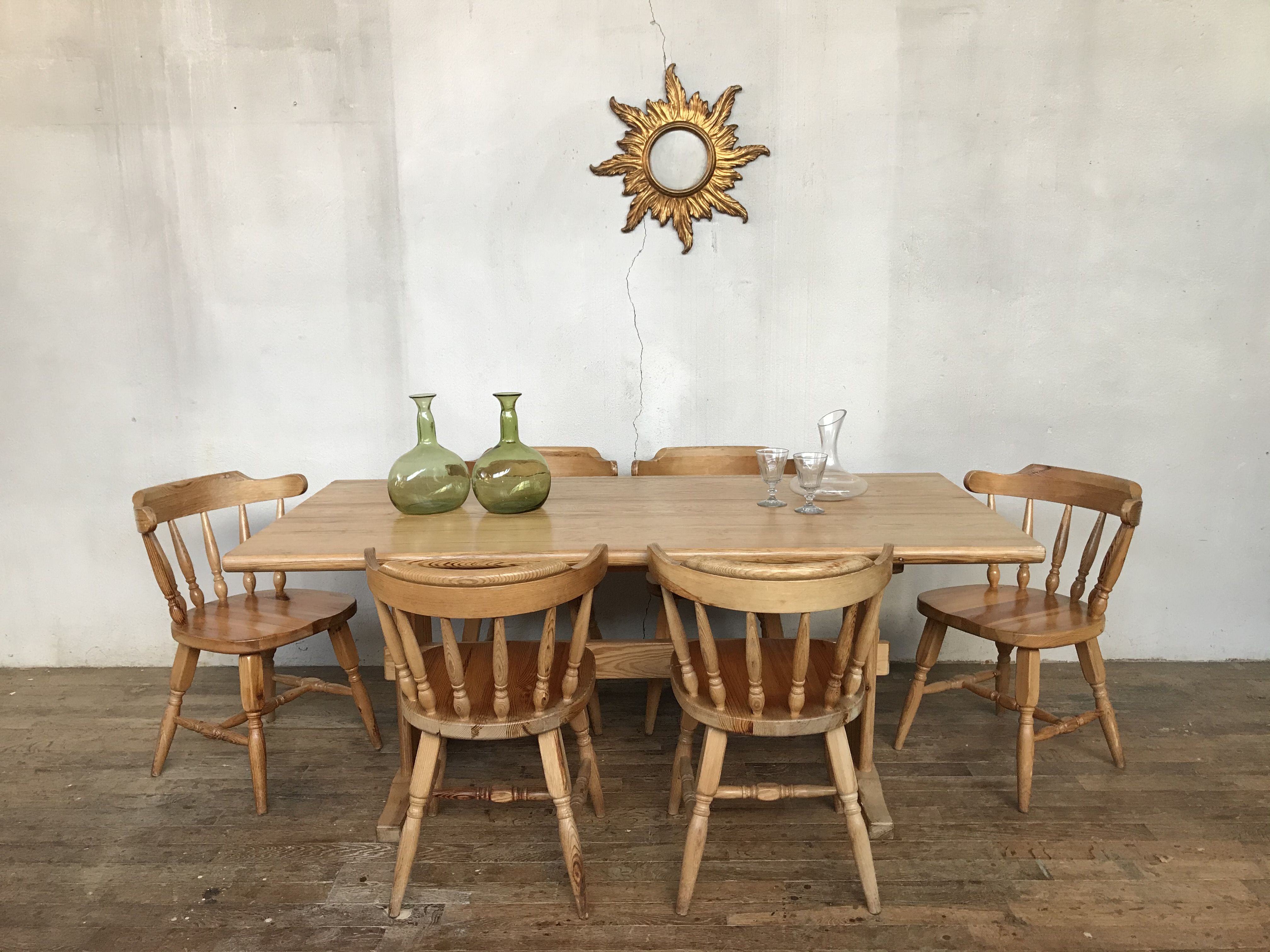 Set table and chairs pine 1950/1960