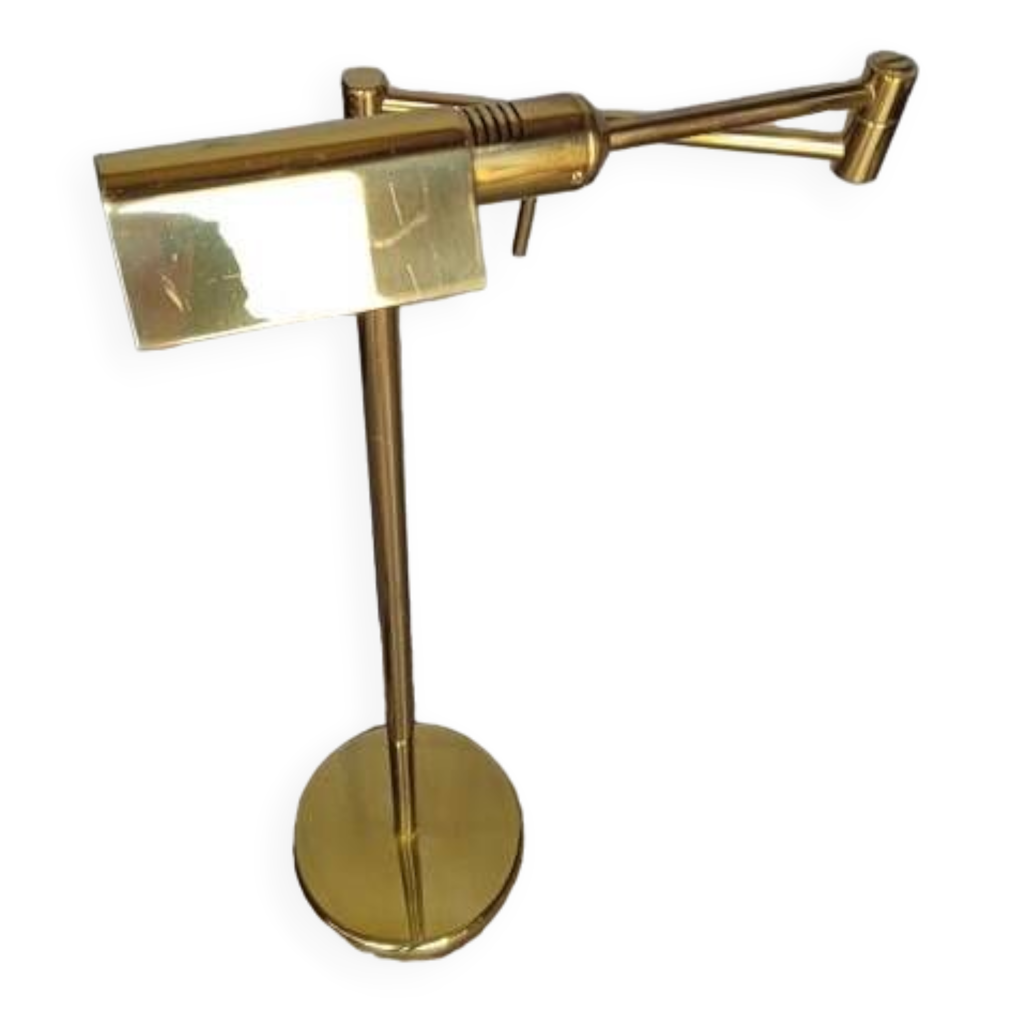 reading floor lamp in golden brass vintage design ep 1970