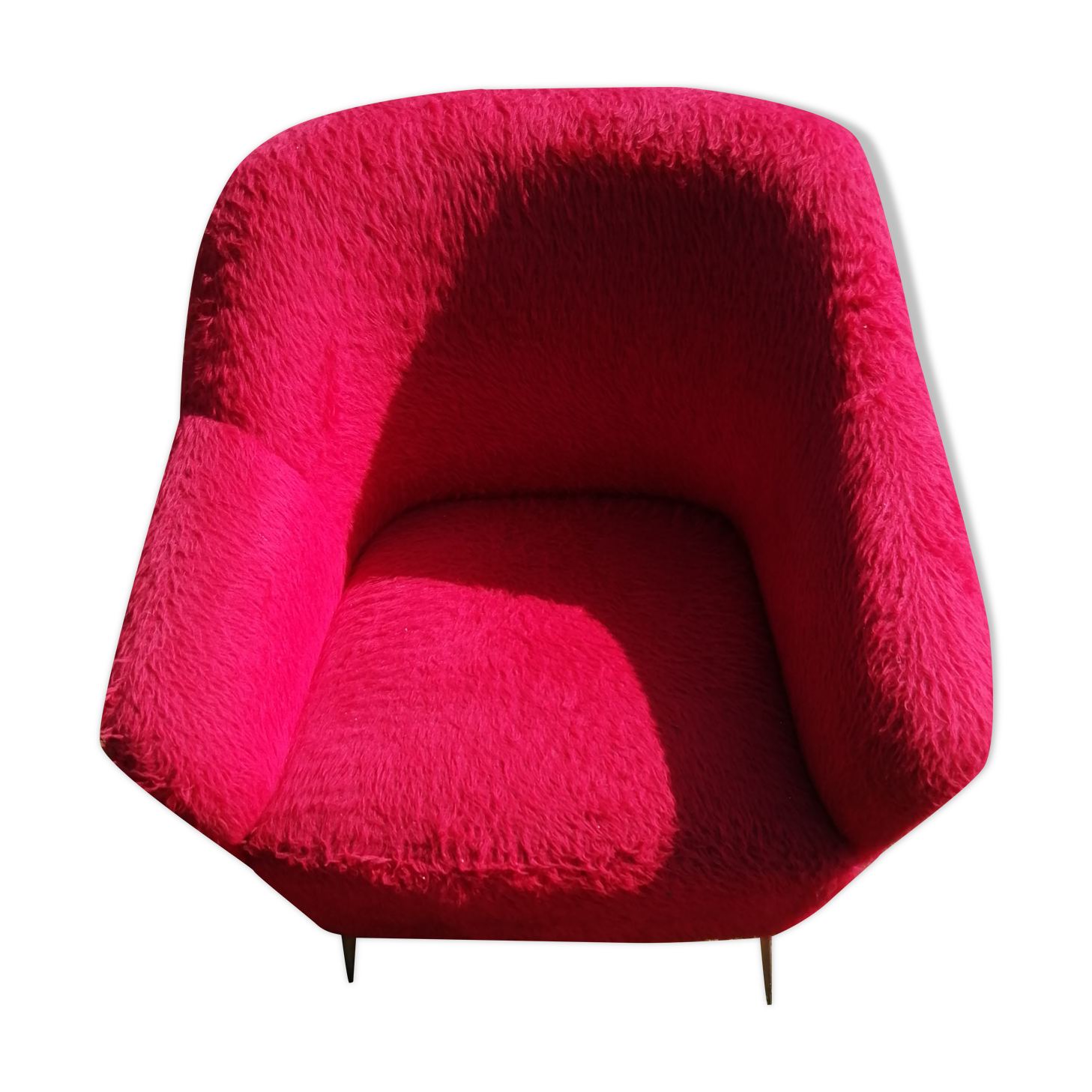 ARMCHAIR AND FOOTREST VINTAGE YEAR 1970 MOUMOUTE COLOR RED