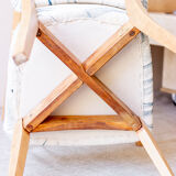 Pair of vintage chairs reupholstered with palm pattern fabric