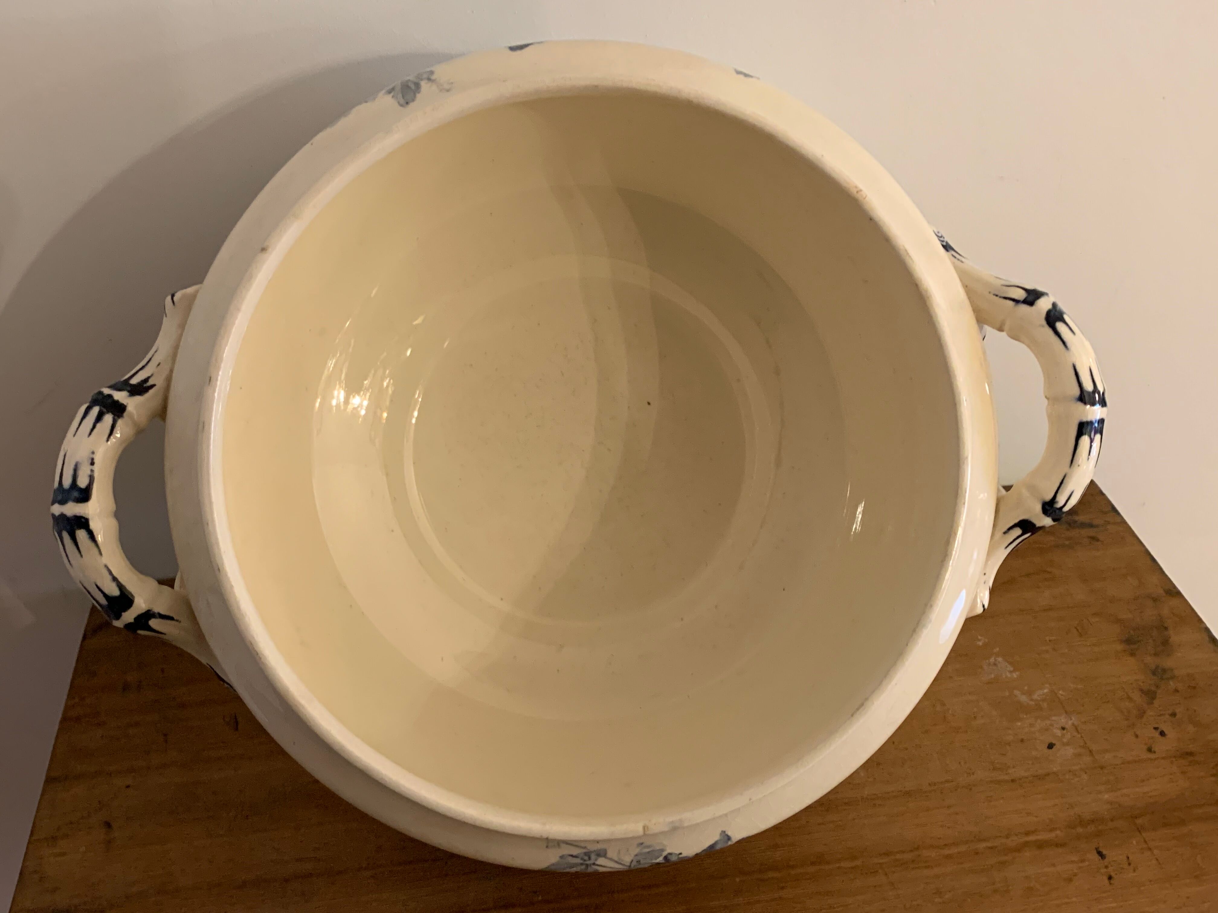 Soupière ravier and dish old blue porcelain Sarreguemines model Groseilles