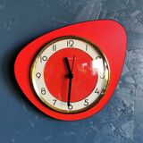 Vintage formica clock asymmetrical silent wall clock "Red Star"