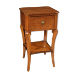 Italian side table in cherry, walnut and fruitwood