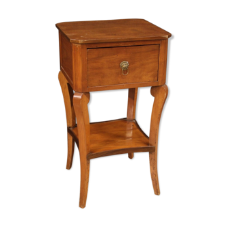 Italian side table in cherry, walnut and fruitwood