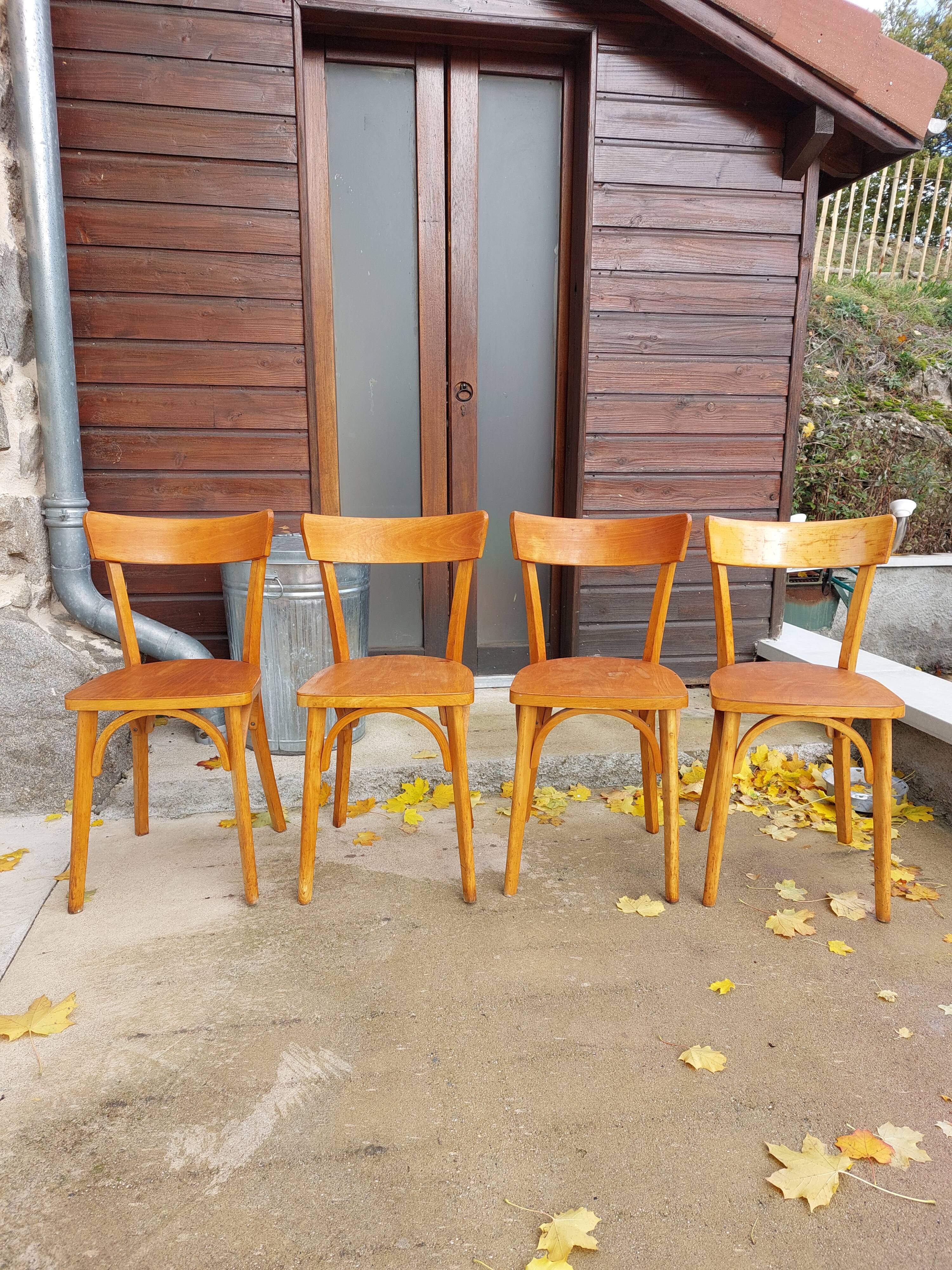Set of bistro chairs, golden oak color