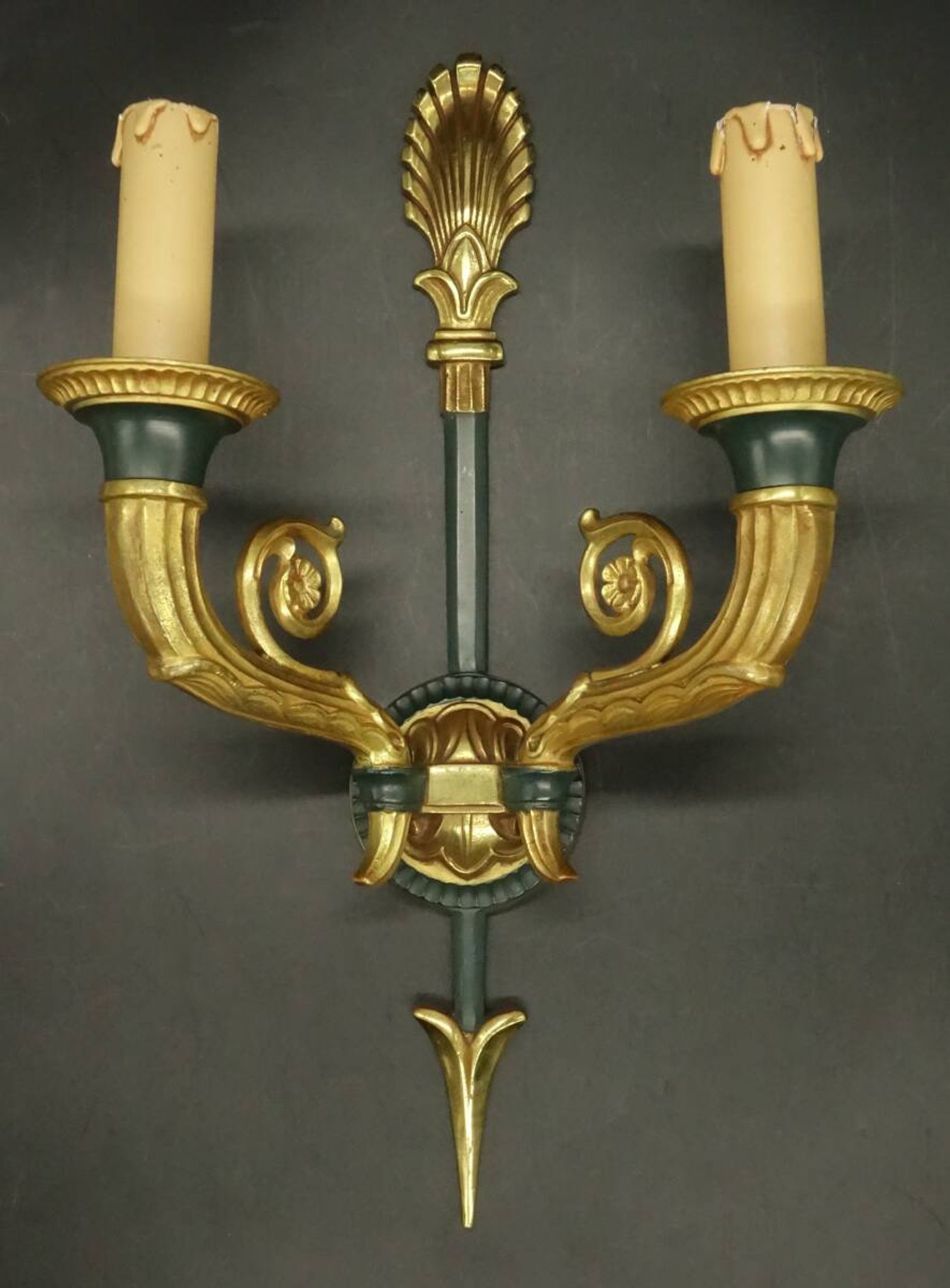 Pair of large Restoration style wall sconces from Lucien GAU - bronze
