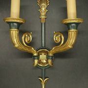 Pair of large Restoration style wall sconces from Lucien GAU - bronze