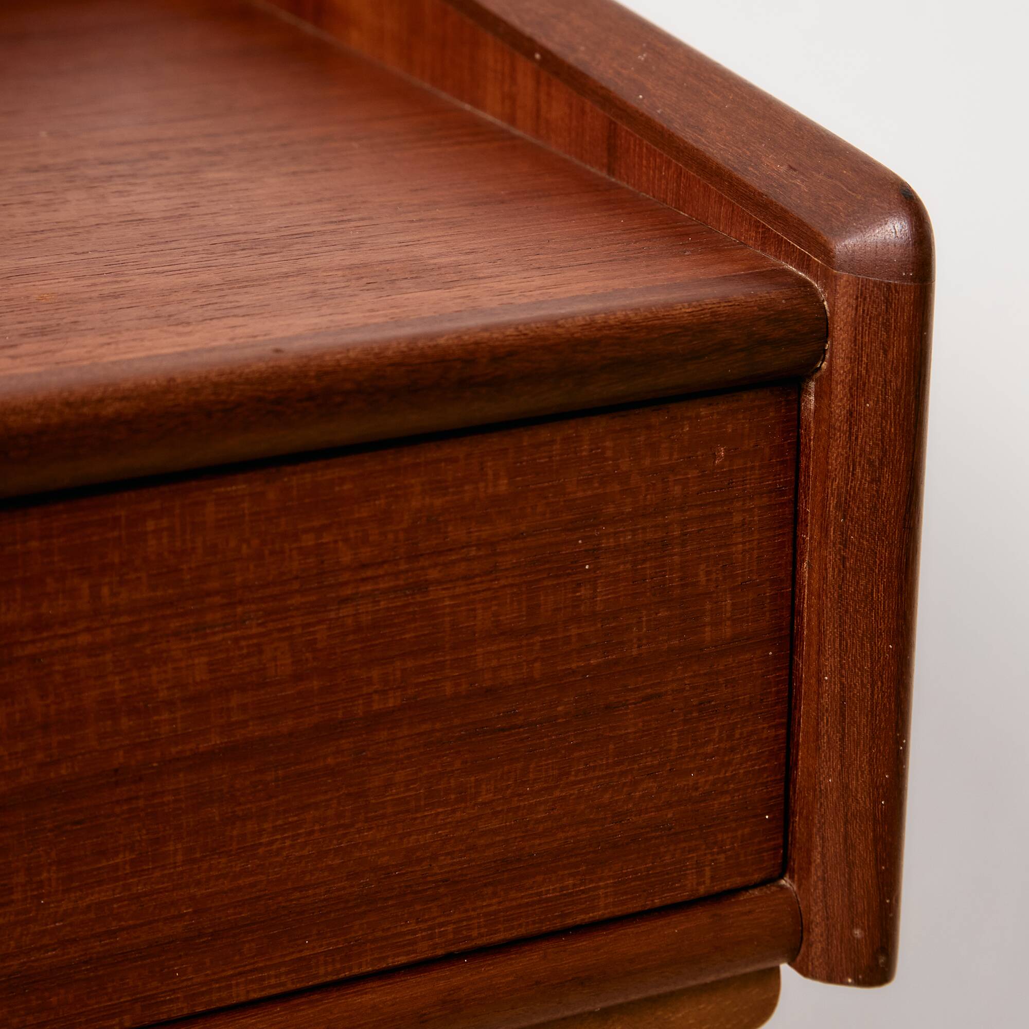 Wall mounted teak and beech bedside cabinet, Set of 2