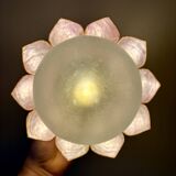 Vintage pink mother-of-pearl wall lamp with frosted glass globe