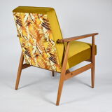 Polish vintage armchair "Fox" designed by H. Lis, fully renovated, 60s, yellow velvet-golden autumn
