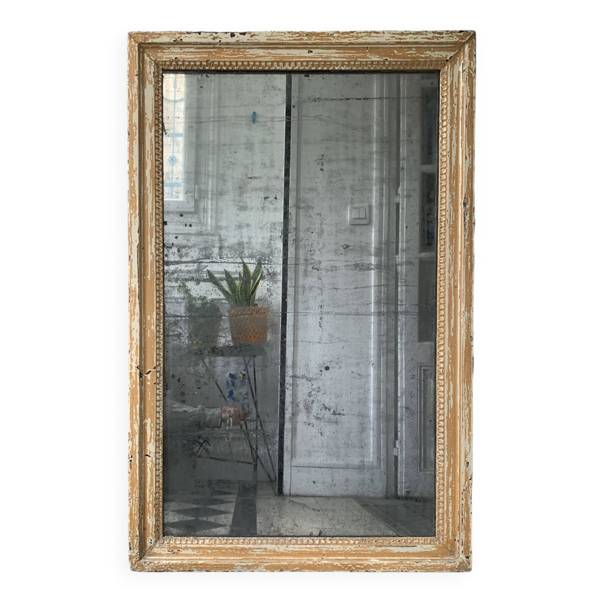 19th century mercury mirror patinated trumeau