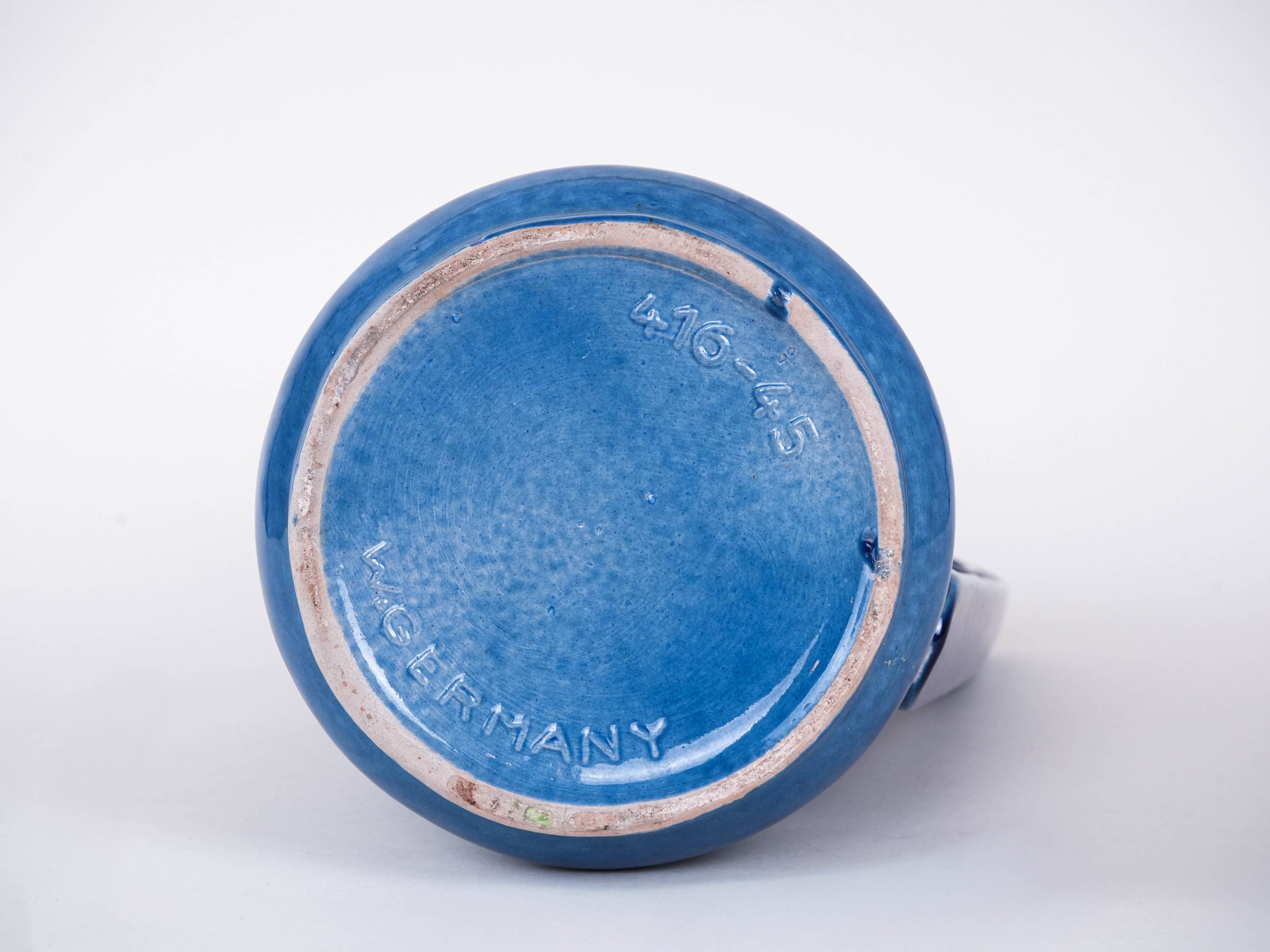 Vase en céramique bleue, design allemand, années 1960, fabriqué par Scheurich.