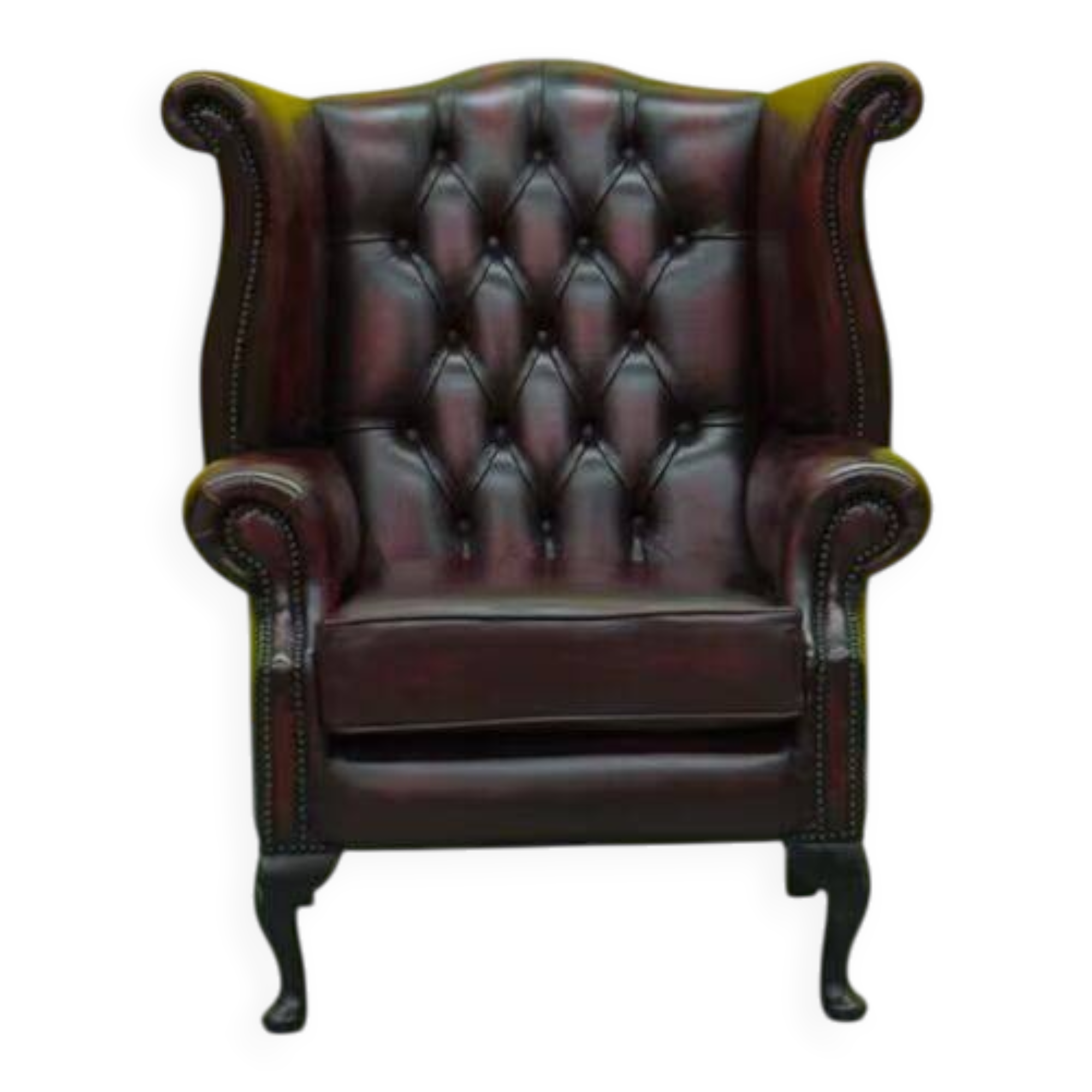 Burgundy leather chesterfield wing chair (Price is for one)