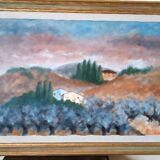 Large oil on canvas Marino Scardigli (1921-2005) - Tuscan landscape 124x94 cm