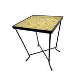 Mini vintage yellow plant table / mosaic side table
