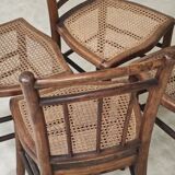 Set of 4 old Thonet style cane bistro chairs from the 1930s