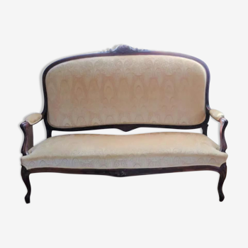 Louis XV style bench - wood and powder pink velvet