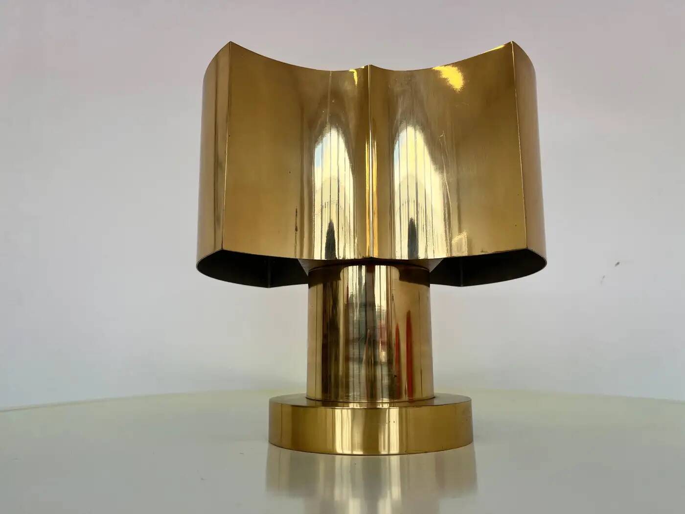 Big design brass table lamp - Czechoslovakia, 1980s