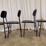 SET of 4 Vintage School Chairs /Black Leather / STOL Kamnik 80s Yugoslavia
