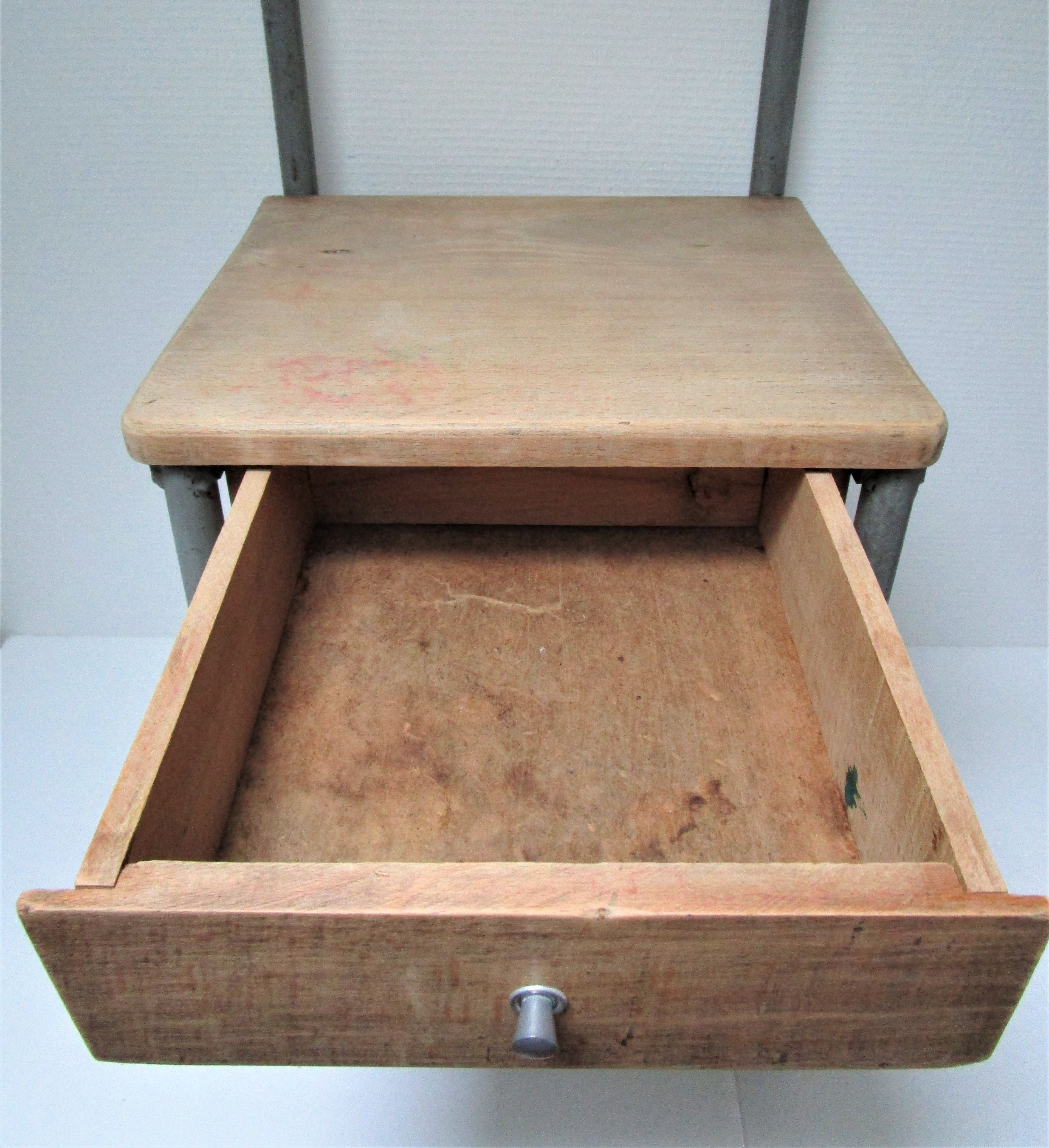 Bedside of boarding school wood vintage metal 50 s