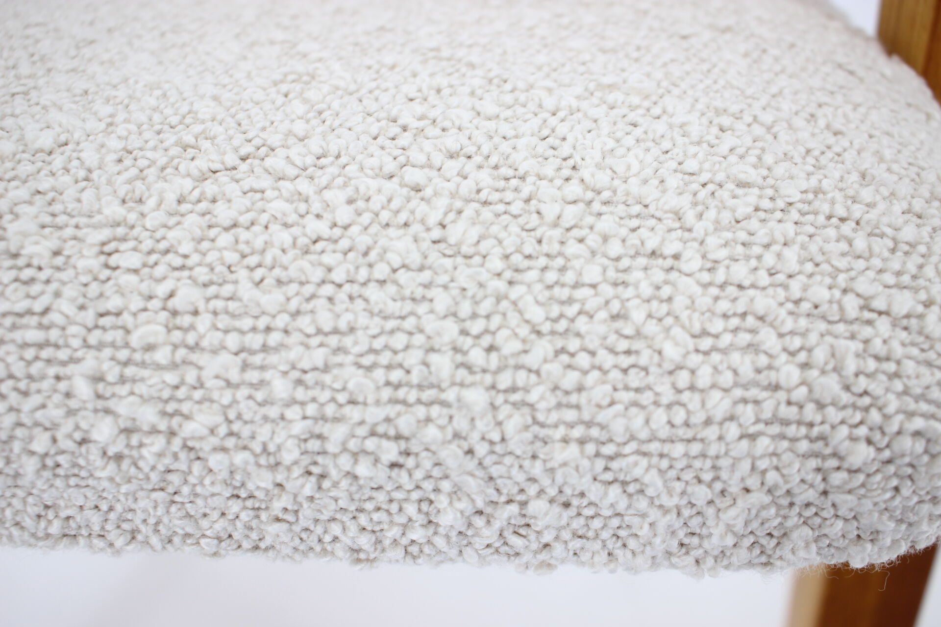 1970s ludvík volák four bentwood dining chairs in boucle fabric, czechoslovakia