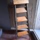 Vintage iron and wood stepladder with 5 steps