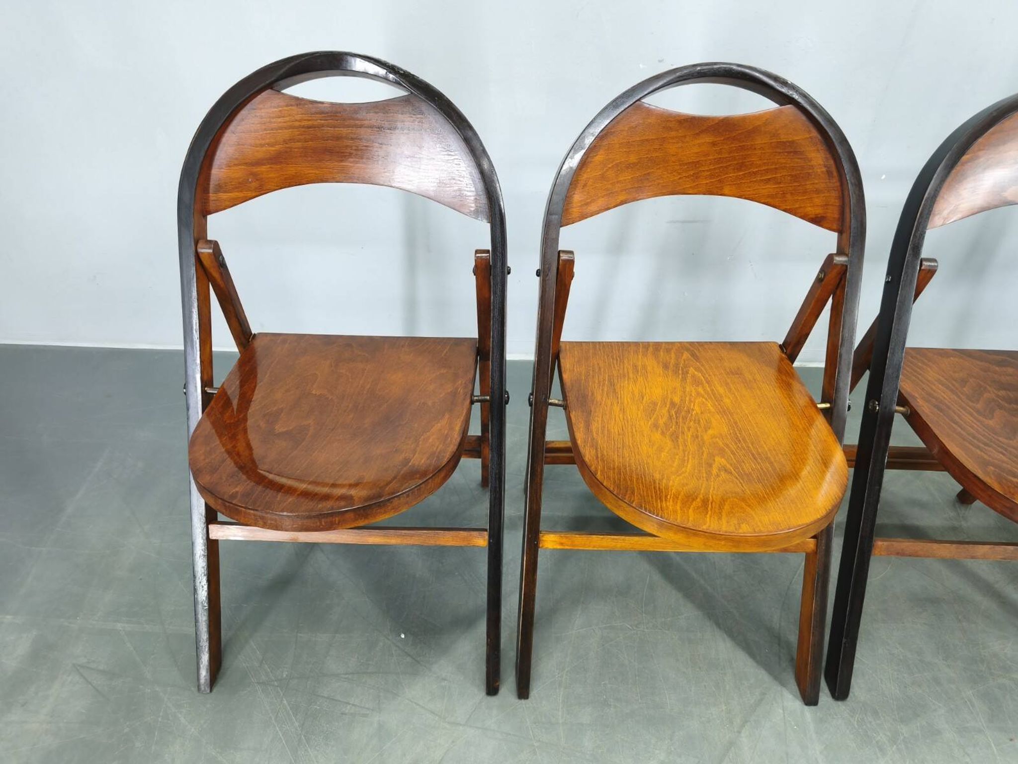 Set of Four Bauhaus Folding Chairs B751 by Ligna, Czechoslovakia 1930s