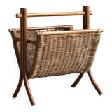 Vintage wicker and rattan magazine rack