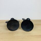 Pair of Brutalist Zoomorphic Candlesticks, Wrought Iron