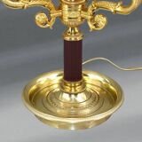 Lampe Bouillotte Bronze Style Empire Abat-jour & Pied laqué Bordeaux