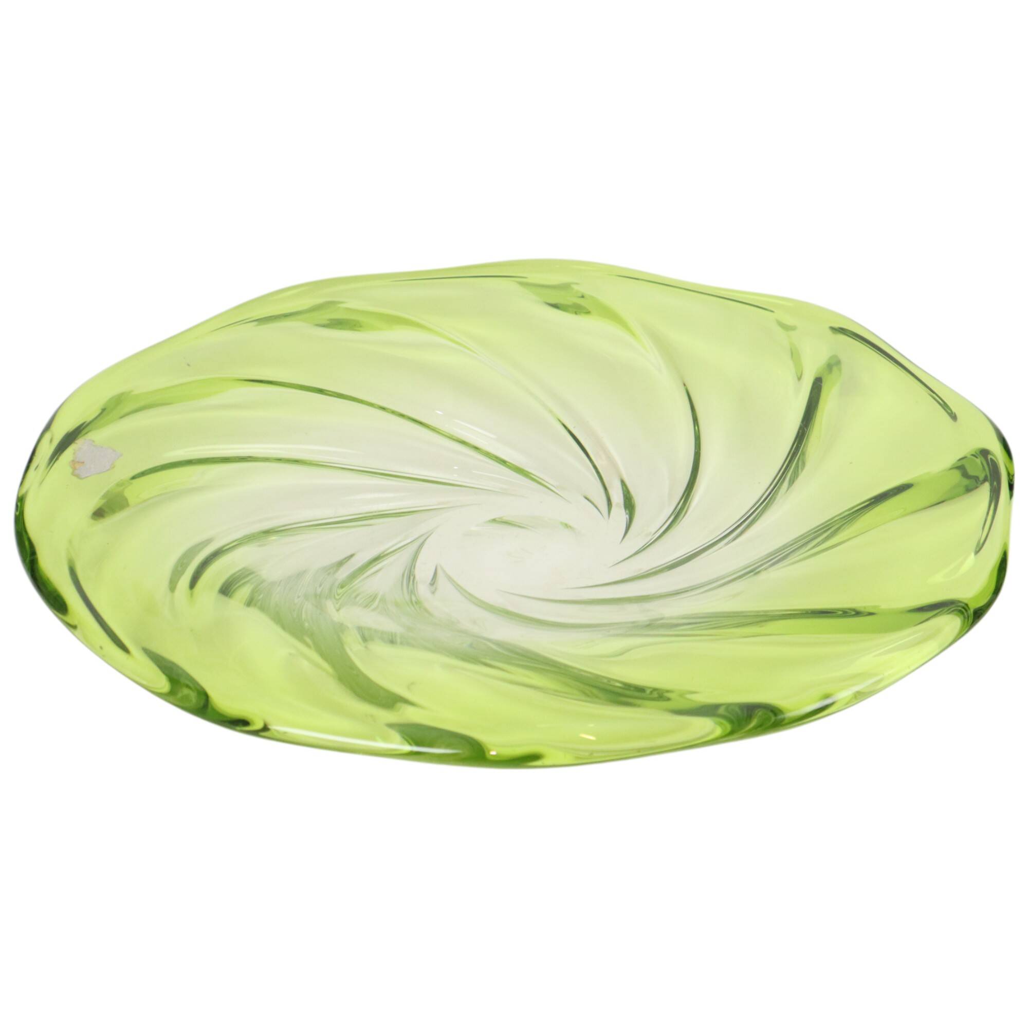 XXL Fruit Bowl Val Saint Lambert Crystal Lime Green 40cm
