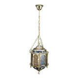 Moorish lantern in brass and colored glass, North Africa, 20th century