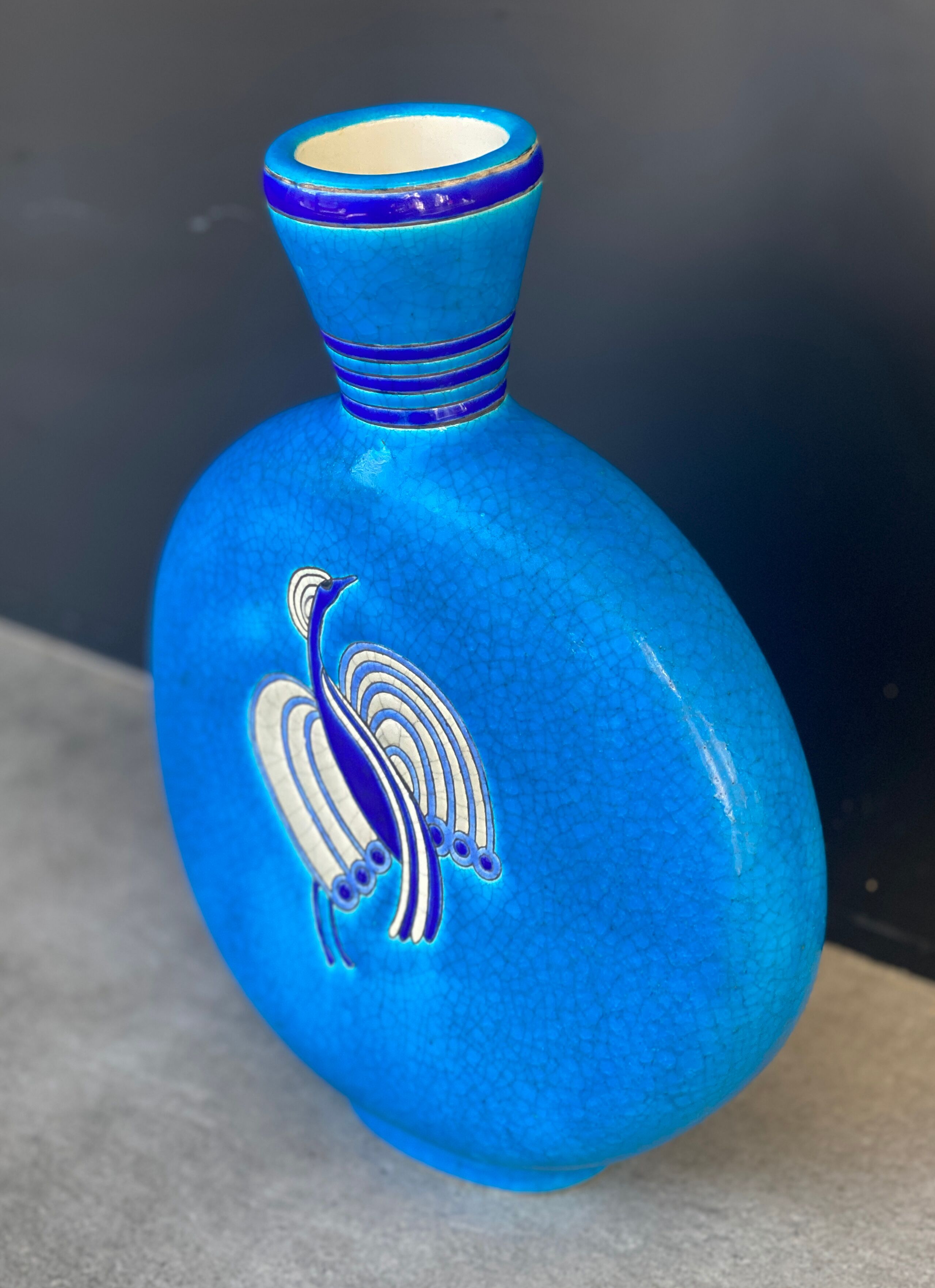 Glazed earthenware gourd vase for primavera, longwy