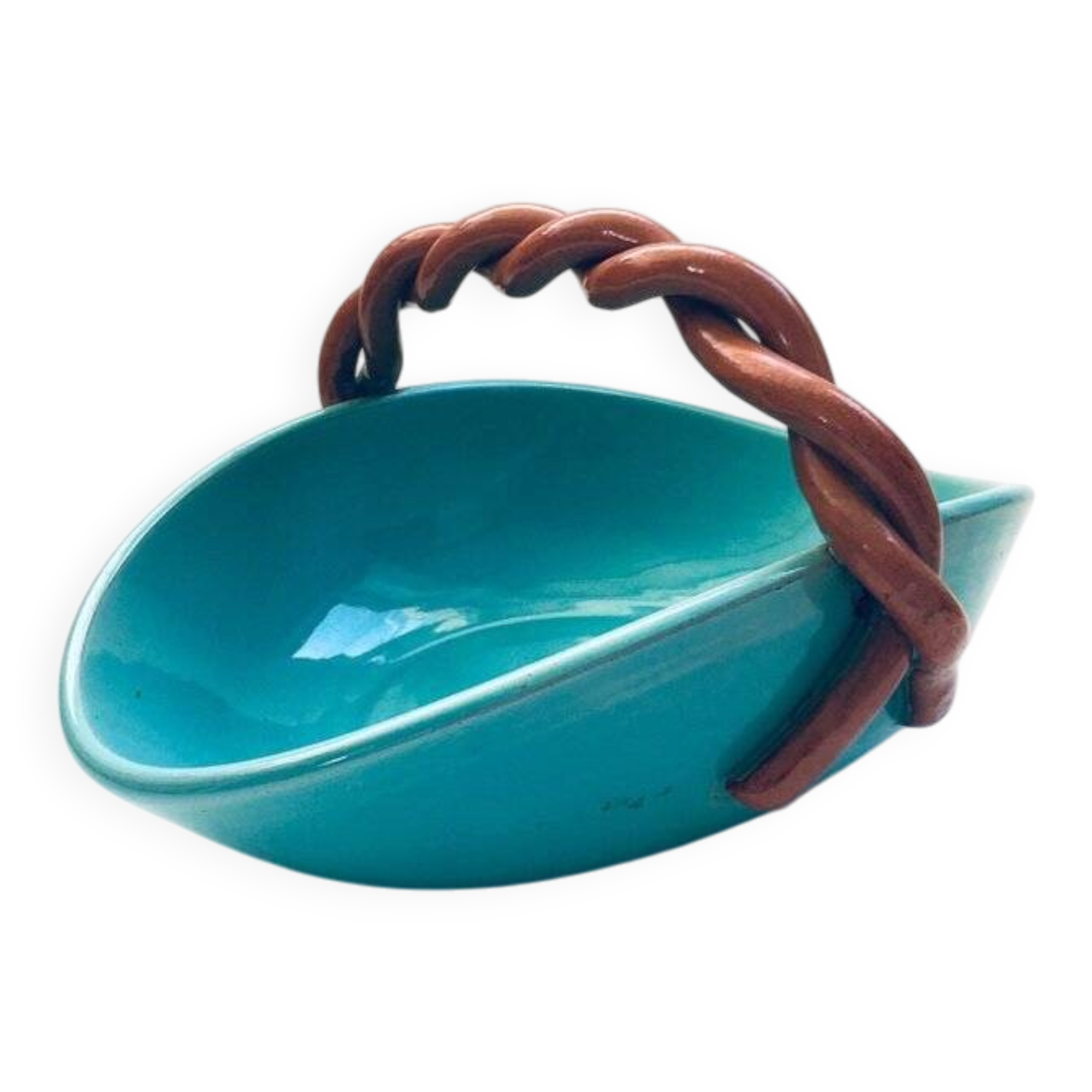 Vintage studio art pottery candy bowl by Alexandre De Wemmel, Belgium, 1950s.