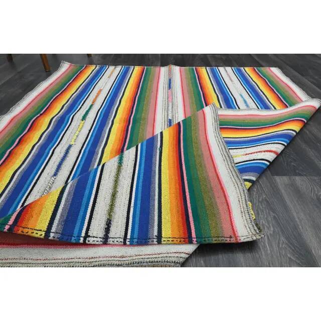 Tapis vintage turc Oushak fait à la main en laine et coton, années 1970
