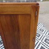 Narrow Art Deco sideboard in light walnut with gray marble top