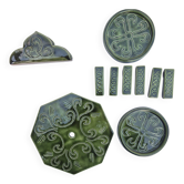 Vintage green glazed ceramic table set – Signature JG or