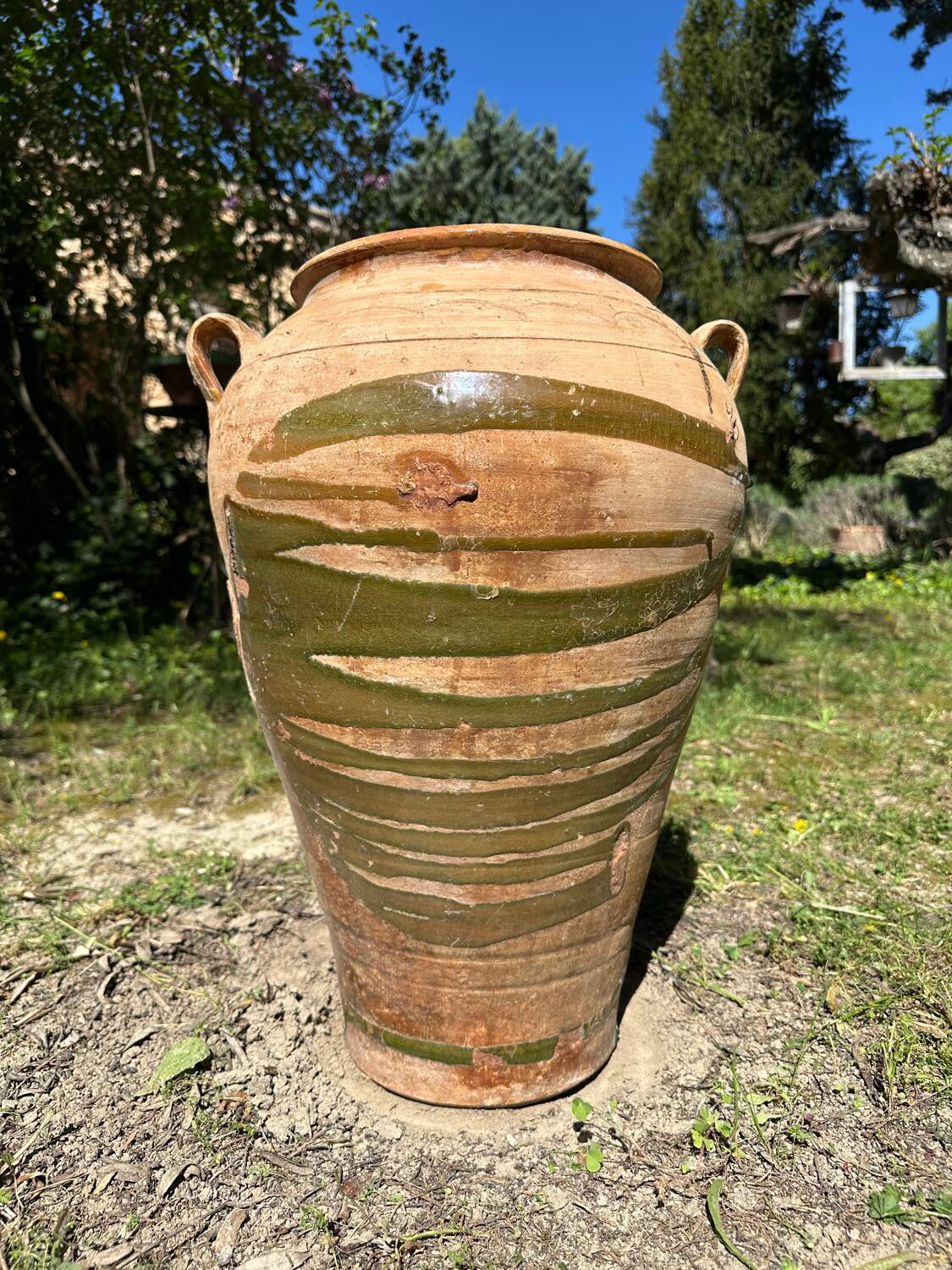 Ancient terracotta pottery jar from the 19th century