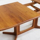 Vintage Glostrup Danish oval extendable dining table solid teak 1960s