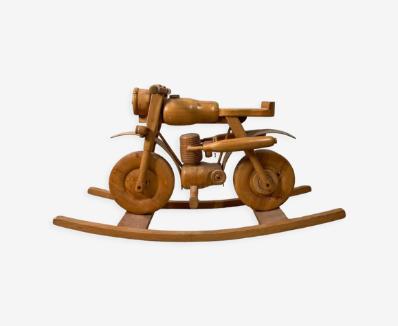 Moto à bascule vintage en bois