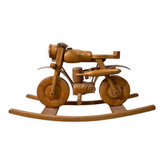Moto à bascule vintage en bois