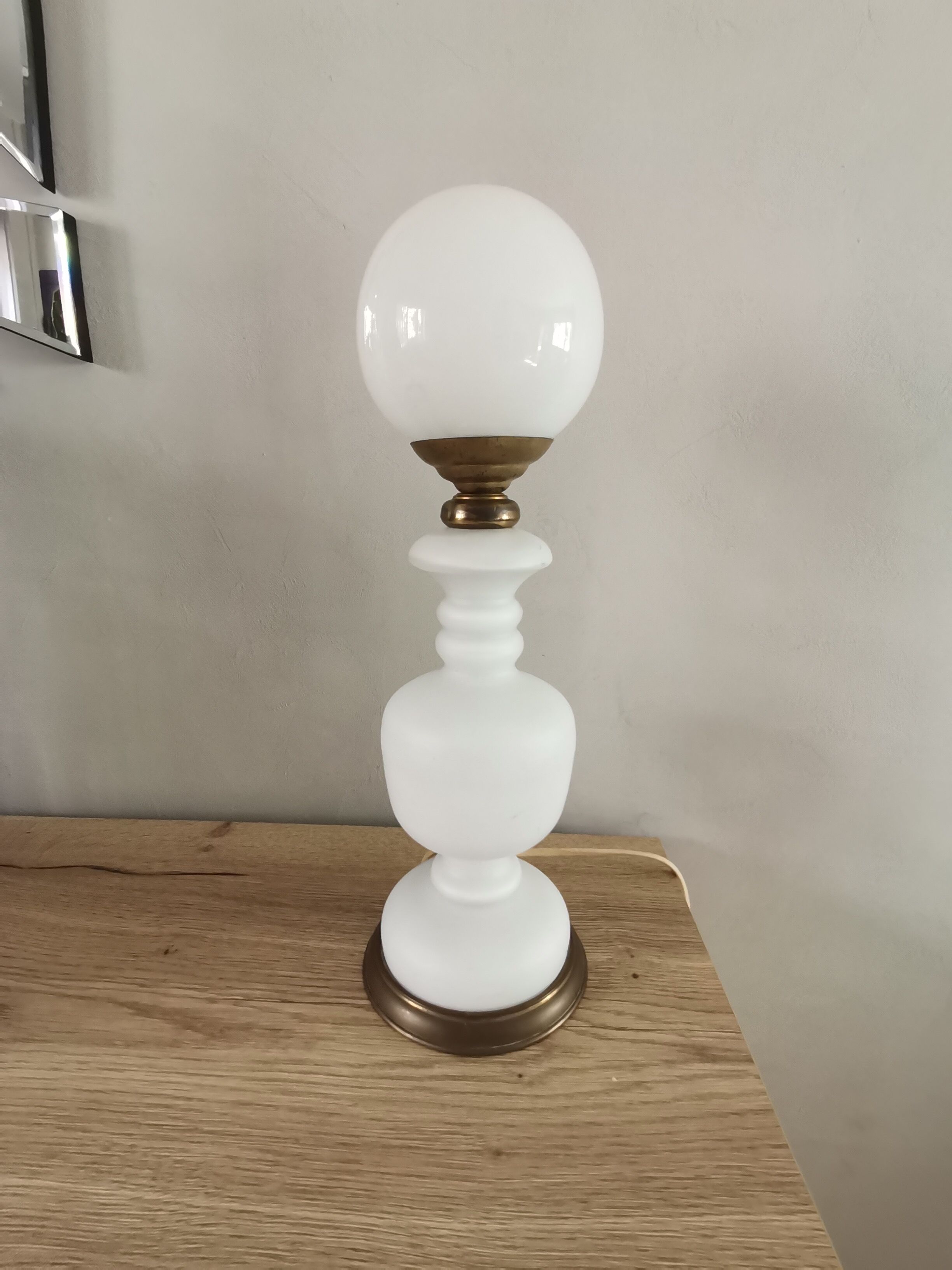 Mushroom lamp blown glass opaline