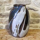 Large glazed stoneware vase signed