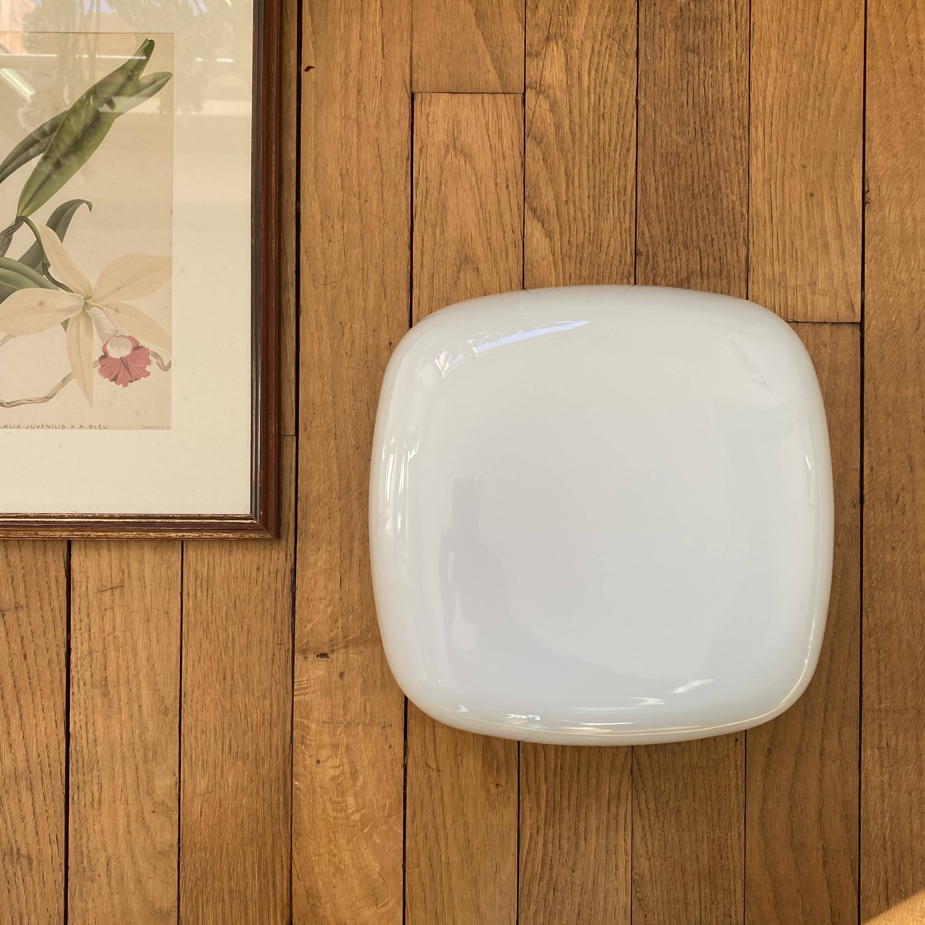 Applique murale plafonnier opaline blanche carrée 1960 1970