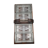 Wooden tray with glass ramekin handle servant aperitif appetizer vintage art deco appetizer