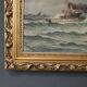 Painting "Entry to the Port in Rough Seas", oil on canvas, signed C. Demont – early 20th century