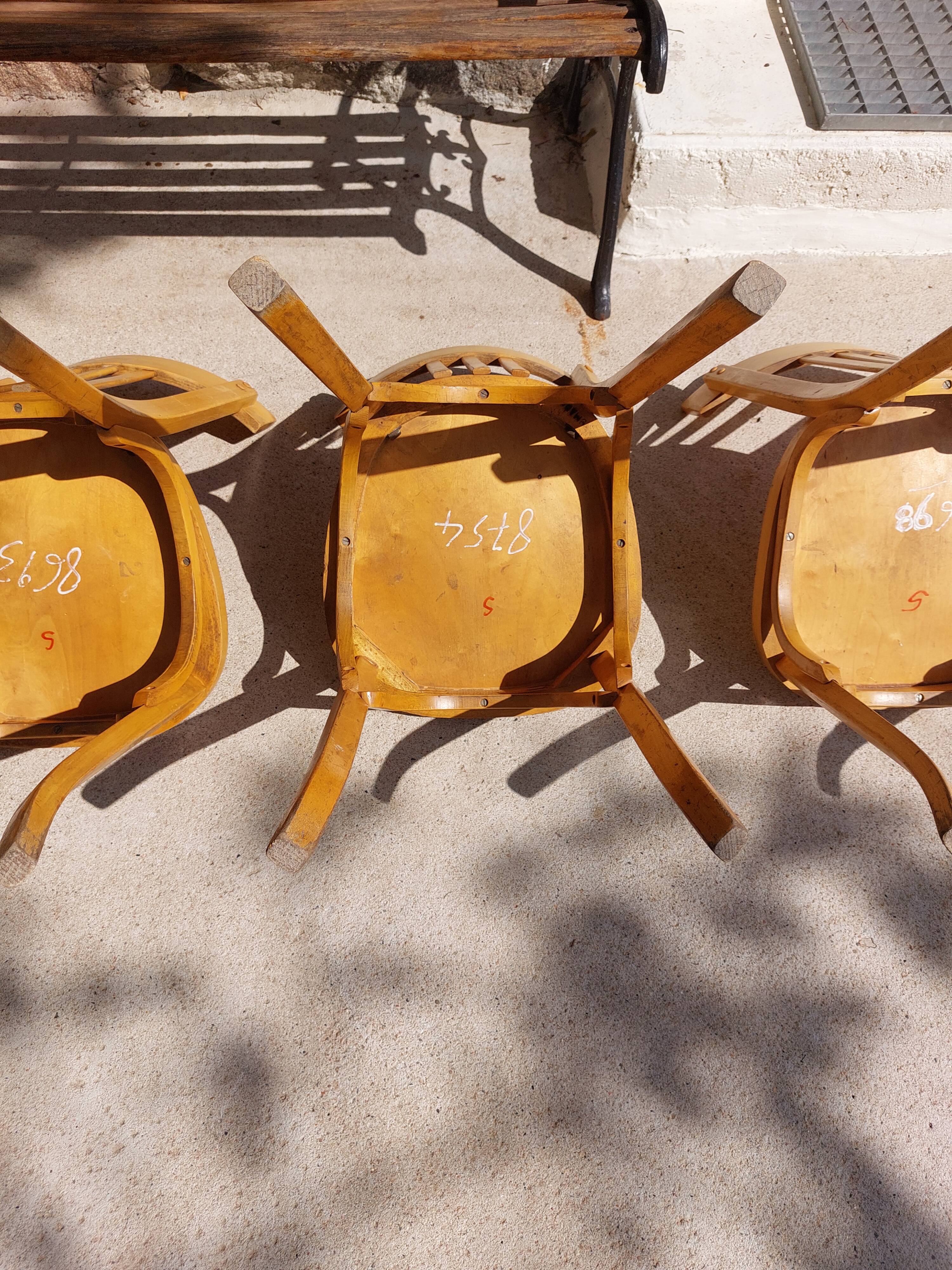 4 Baumann bistro chairs, different shades, vintage